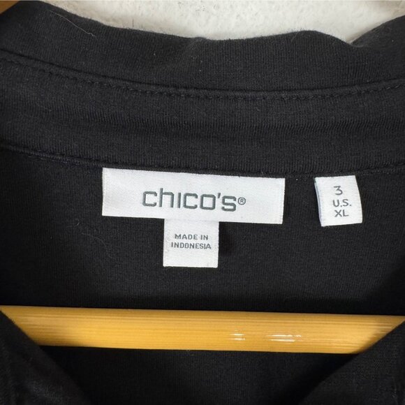 Chico's Black Knit Pull Over Midi Dress Pockets Snaps Chico's Size 3 US Size XL - Picture 8 of 11